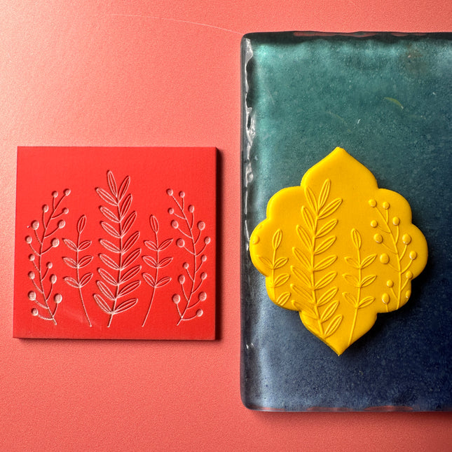 Meadow botanical rubber stamp deco element small stamps for polymer clay and crafts - Create Along 