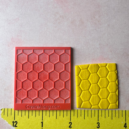 Honey Comb Innie rubber stamp deco element small stamps for polymer clay and crafts - Create Along 