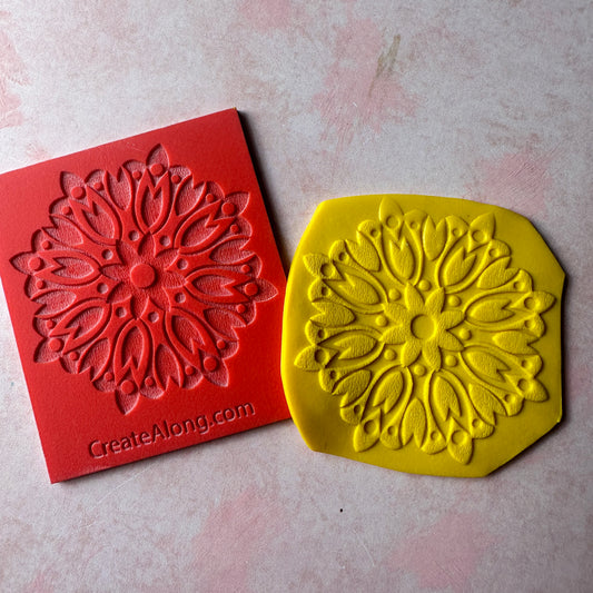 Tulip Mandala rubber stamp deco element small stamps for polymer clay and crafts
