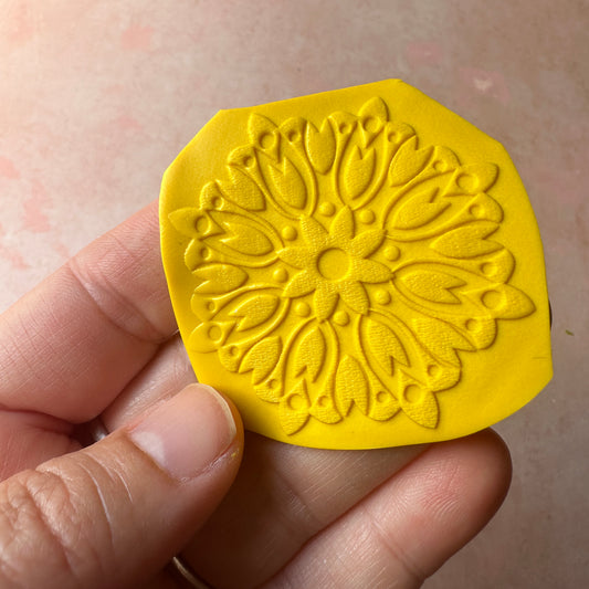Tulip Mandala rubber stamp deco element small stamps for polymer clay and crafts