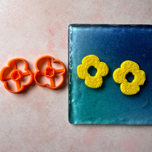 Marsha mirrored flower earring dangle donut polymer clay cutter set