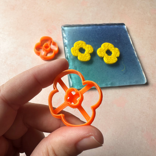 Marsha mirrored flower earring dangle donut polymer clay cutter set - Create Along 