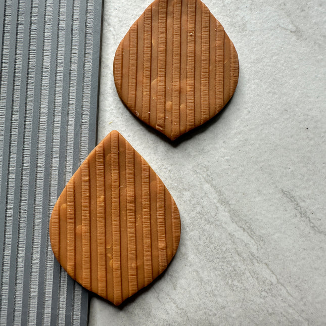 Stripes Ribbed polymer clay Rubber stamp texture sheet - Create Along 