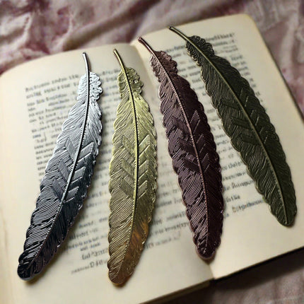 Feather Deco embossed metal bookmark - Create Along 