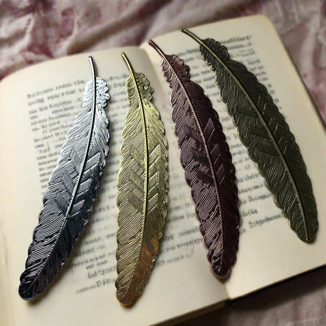 Feather Deco embossed metal bookmark - Create Along 