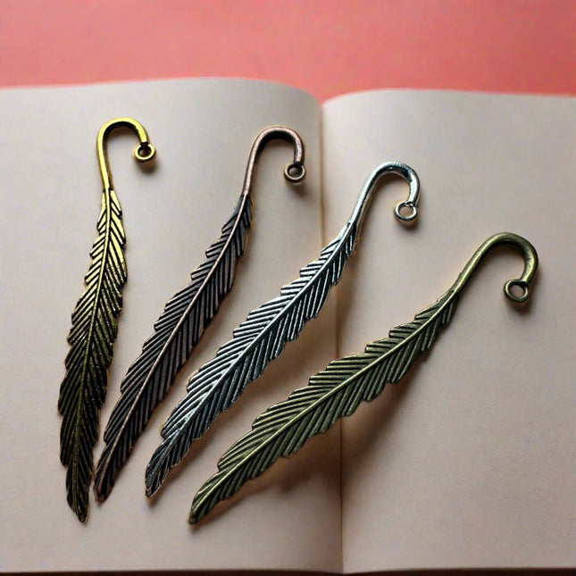 Feather hooked embossed metal bookmark - Create Along 