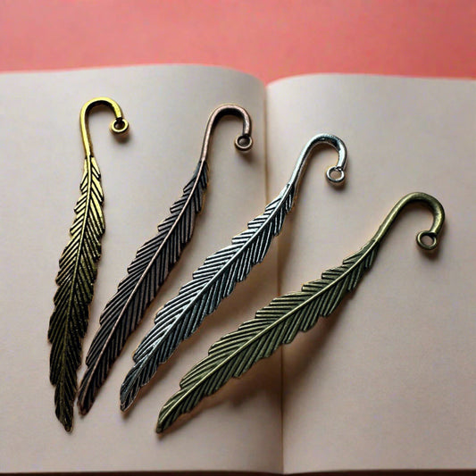Feather hooked embossed metal bookmark