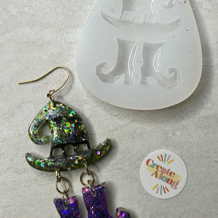 Witch Hat and Cute Shoes silicone mold for UV resin, liquid mediums, polymer clay charms Halloween