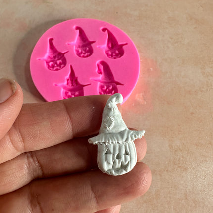 Halloween Scarecrow Jack O’Lantern Mold – Pumpkin Faces with Witch Hat