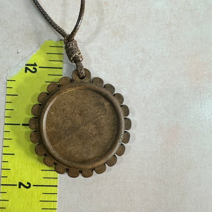 Wood Pendant Cabochon Base Blank with scalloped edge - Create Along 