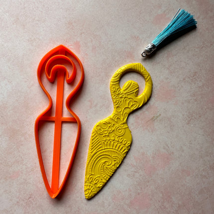 Clay bookmark Cutter Goddess | polymer clay bookmark cutter - Create Along 