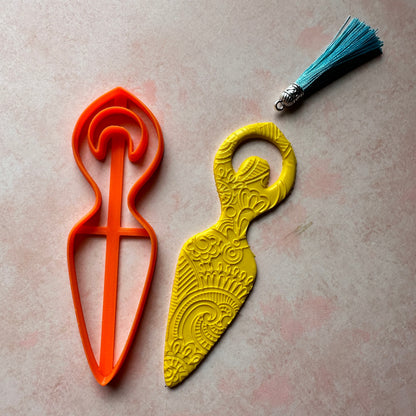 Clay bookmark Cutter Goddess | polymer clay bookmark cutter - Create Along 
