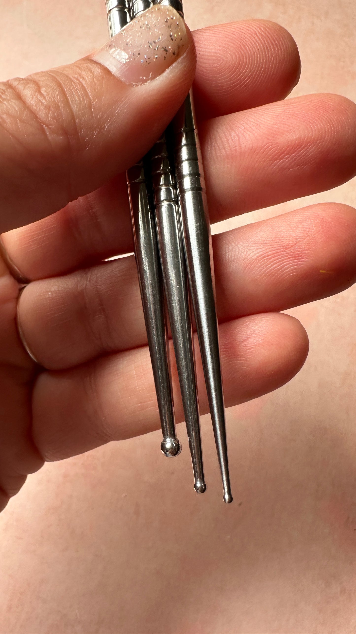 Small Stainless Steel Ball Stylus set | ball tips for decorating clay | hammered metal tool