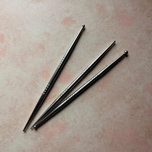 Small Stainless Steel Ball Stylus set | ball tips for decorating clay | hammered metal tool