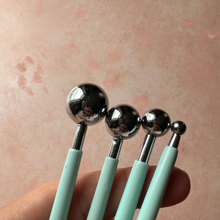 Large Ball Stylus set | round tips for decorating clay hammered metal tool - Create Along 
