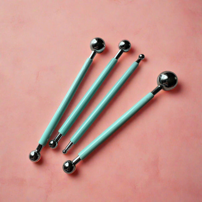 Large Ball Stylus set | round tips for decorating clay hammered metal tool - Create Along 