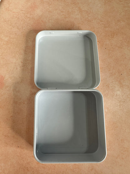 White flip top tin square coverable polymer clay art - Create Along 