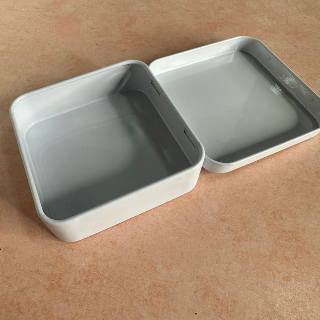 White flip top tin square coverable polymer clay art - Create Along 