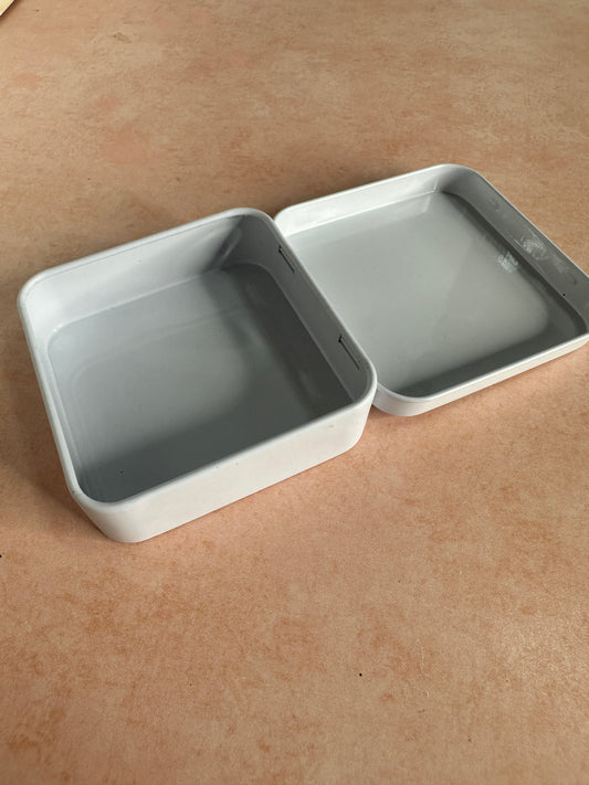 White flip top tin square coverable polymer clay art