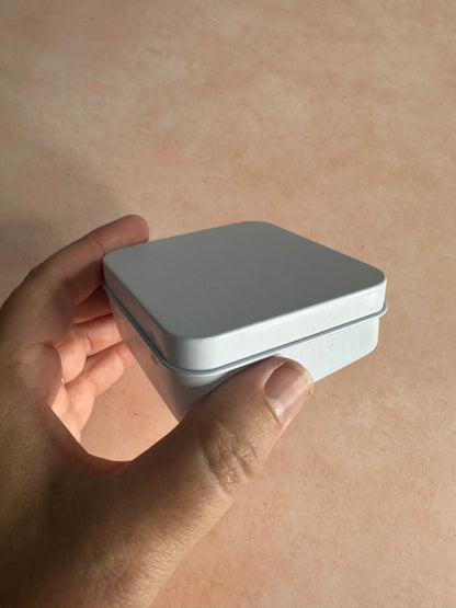 White flip top tin square coverable polymer clay art - Create Along 