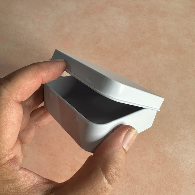 White flip top tin square coverable polymer clay art - Create Along 