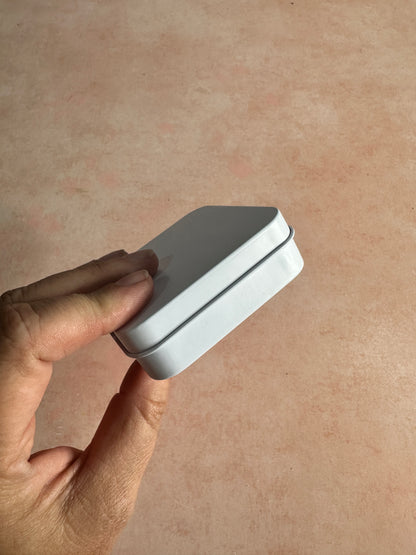 White flip top tin square coverable polymer clay art - Create Along 