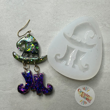 Witch Hat and Cute Shoes silicone mold for UV resin, liquid mediums, polymer clay charms Halloween