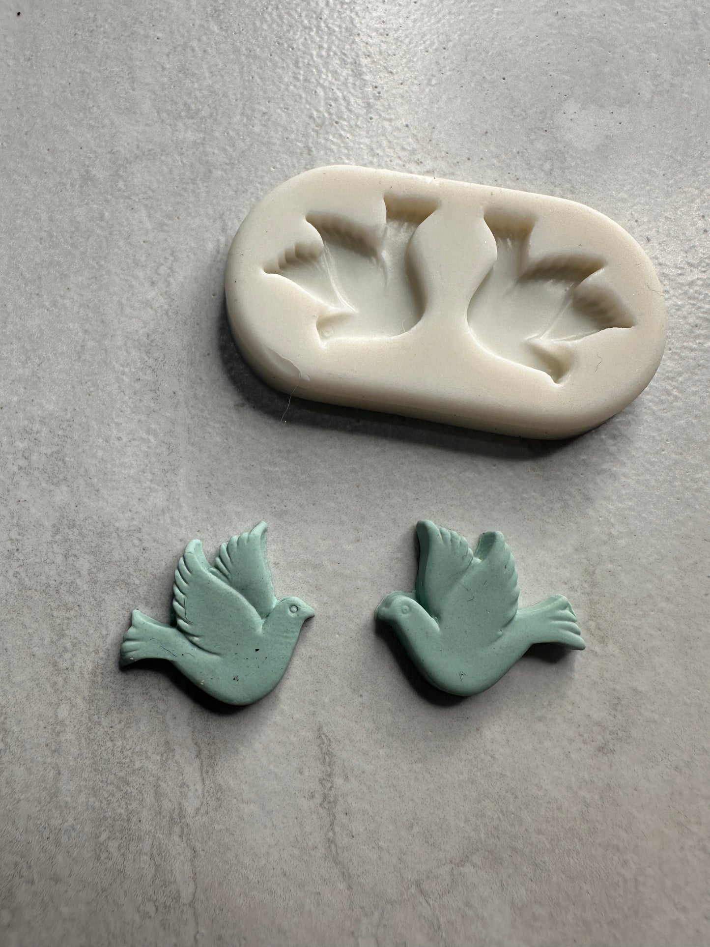 Double Dove stud button bead bird polymer clay mold