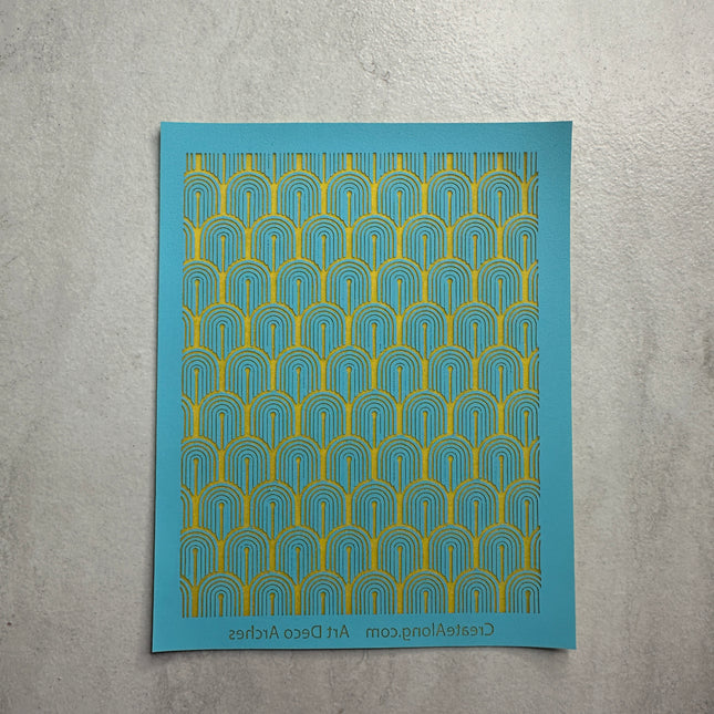Art Deco Arches polymer clay Silkscreen mesh stencil - Create Along 