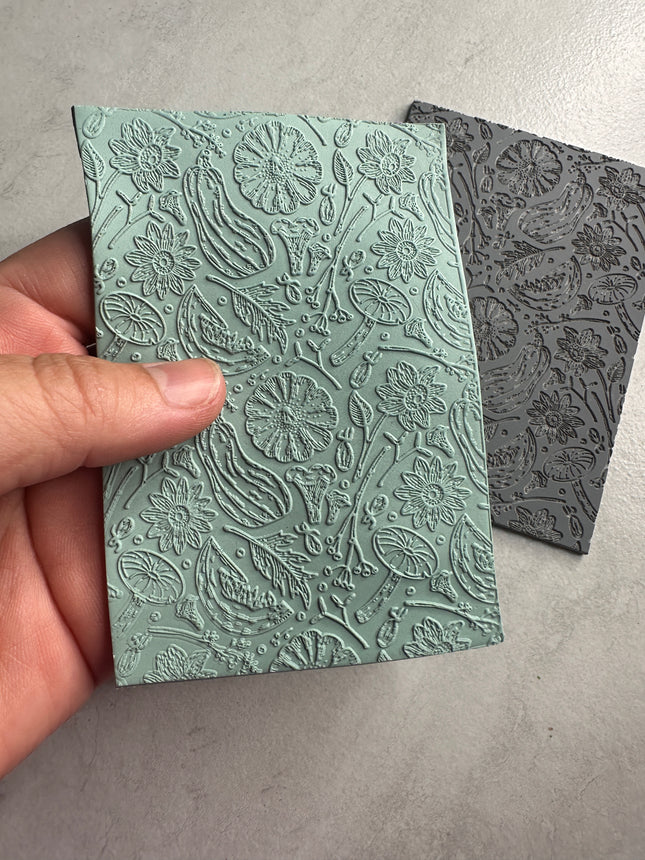 Harvest Fruits of Fall polymer clay rubber stamp texture sheet - Create Along 