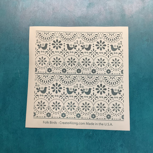 Folk Bird Flower floral folk art Summer Spring Silk screen - Create Along 