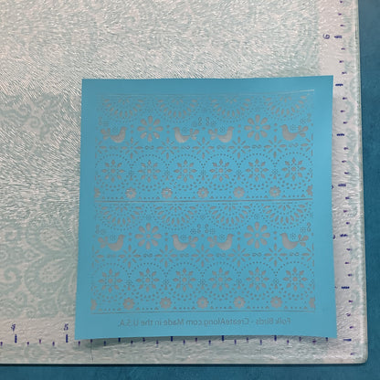 Folk Bird Flower floral folk art Summer Spring Silk screen - Create Along 