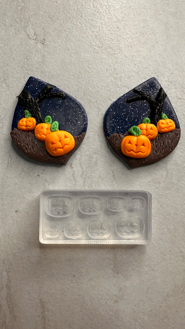 Mini Tiny Pumpkin Jackolantern molds for clay and UV resin - Create Along 