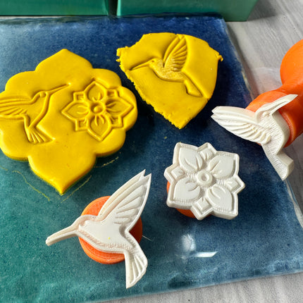 Happy Hummingbirds Texture Tips mini stamps for polymer clay - Create Along 