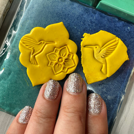 Happy Hummingbirds Texture Tips mini stamps for polymer clay - Create Along 