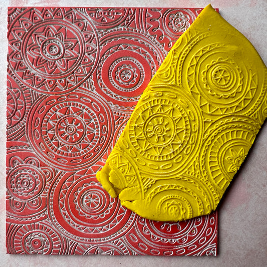 Mandala Magic Polymer Clay Texture Rubber Stamp Gelli plate paper printing