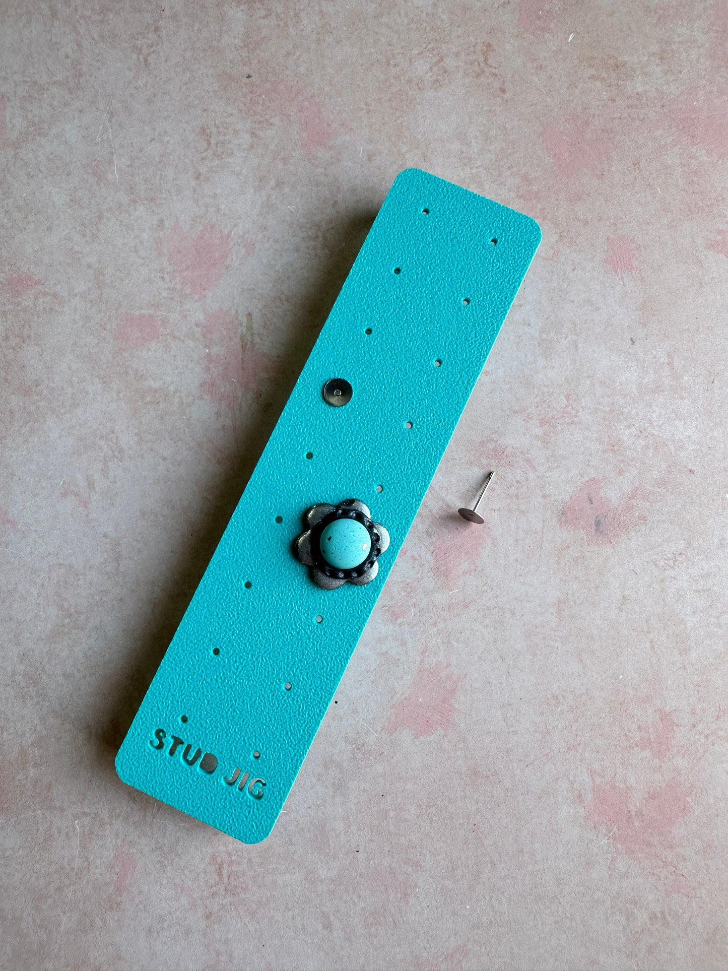 Stud earring assembly and baking jig tool support baking polymer clay tool