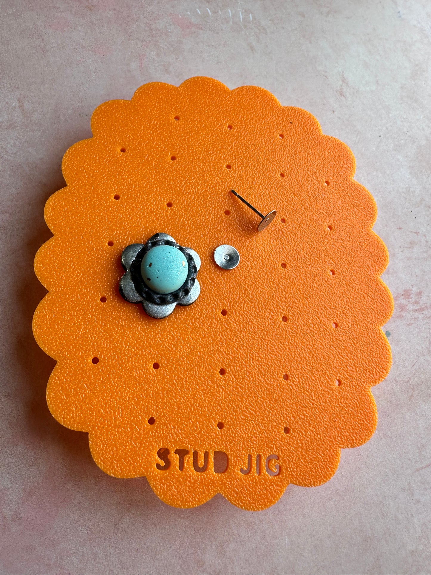 Stud earring jig finishing UV resin sealer tool support polymer clay