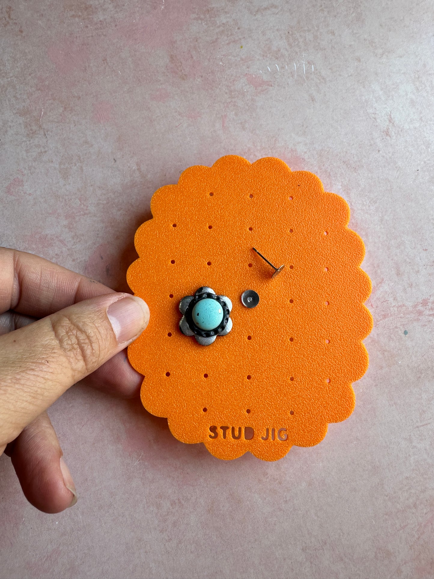 Stud earring jig finishing UV resin sealer tool support polymer clay