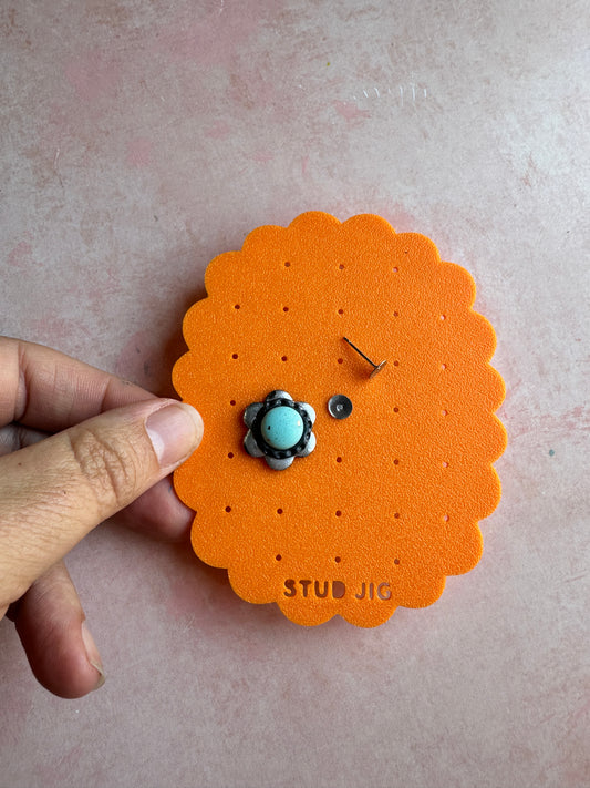 Stud earring jig finishing UV resin sealer tool support polymer clay