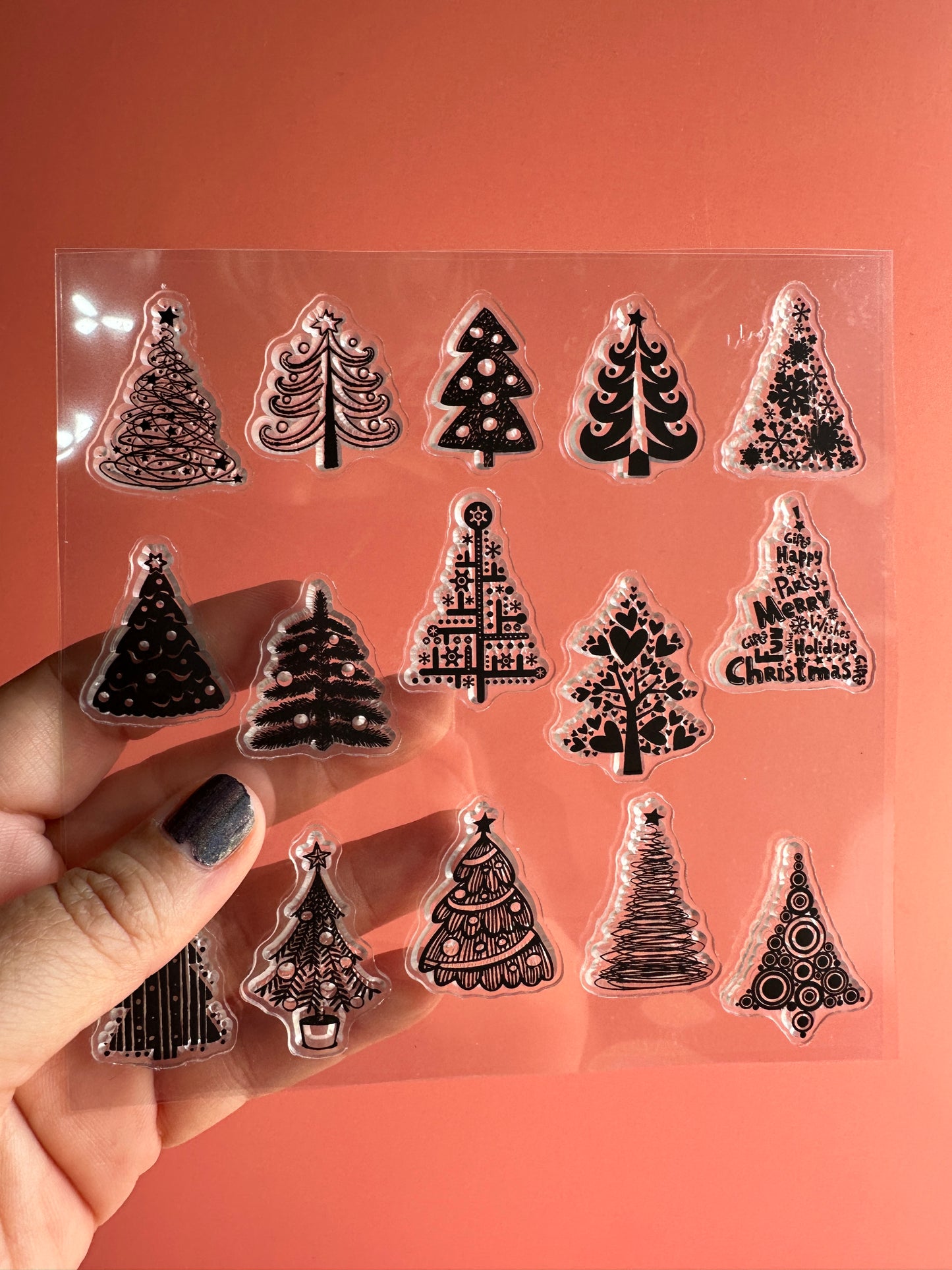 Tiny Trees clear polymer clay Christmas stamp