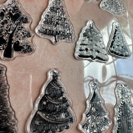 Tiny Trees clear polymer clay Christmas stamp - Create Along 