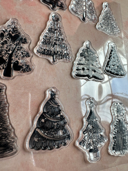 Tiny Trees clear polymer clay Christmas stamp - Create Along 