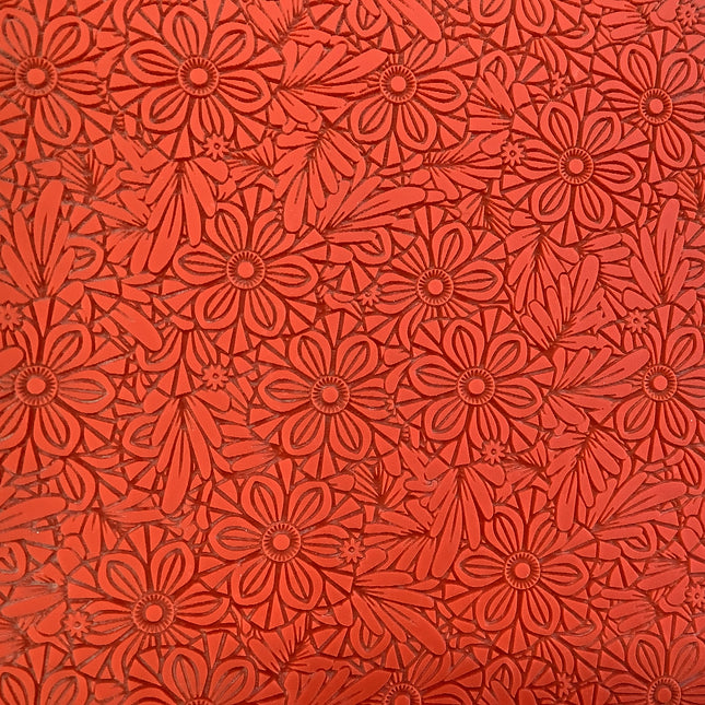 Harvest Flowers Boho Rubber Stamp Texture Sheet Mat for polymer clay metal clay mixed media art - Create Along 