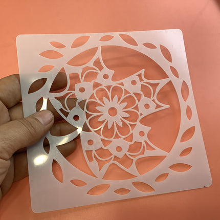 Mylar Maple Leaf Mandala stencil polymer clay trinket dish - Create Along 