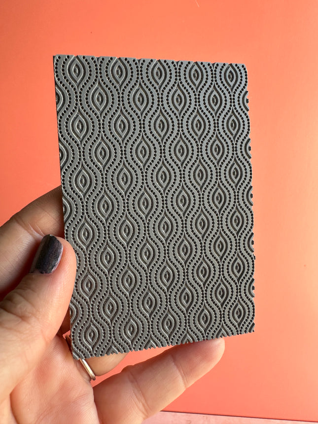 Dotted Ovals polymer clay texture sheet rubber stamp - Create Along 