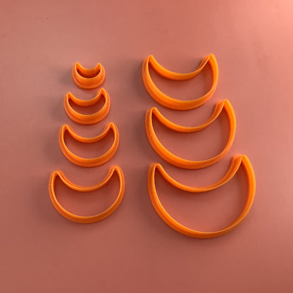 Soft Crescent Moon polymer clay cutter set of 7 - Create Along 