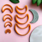 Soft Crescent Moon polymer clay cutter set of 7