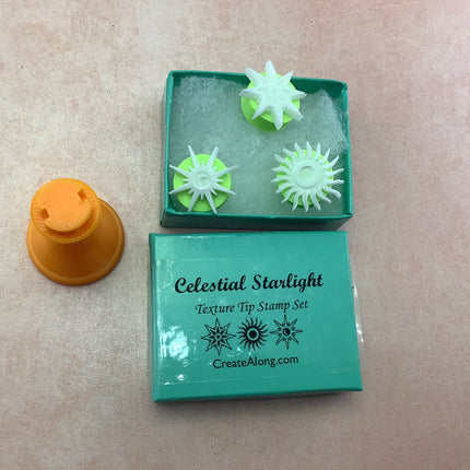 Celestial Starlight Texture Tips mini stamps for polymer clay and art - Create Along 