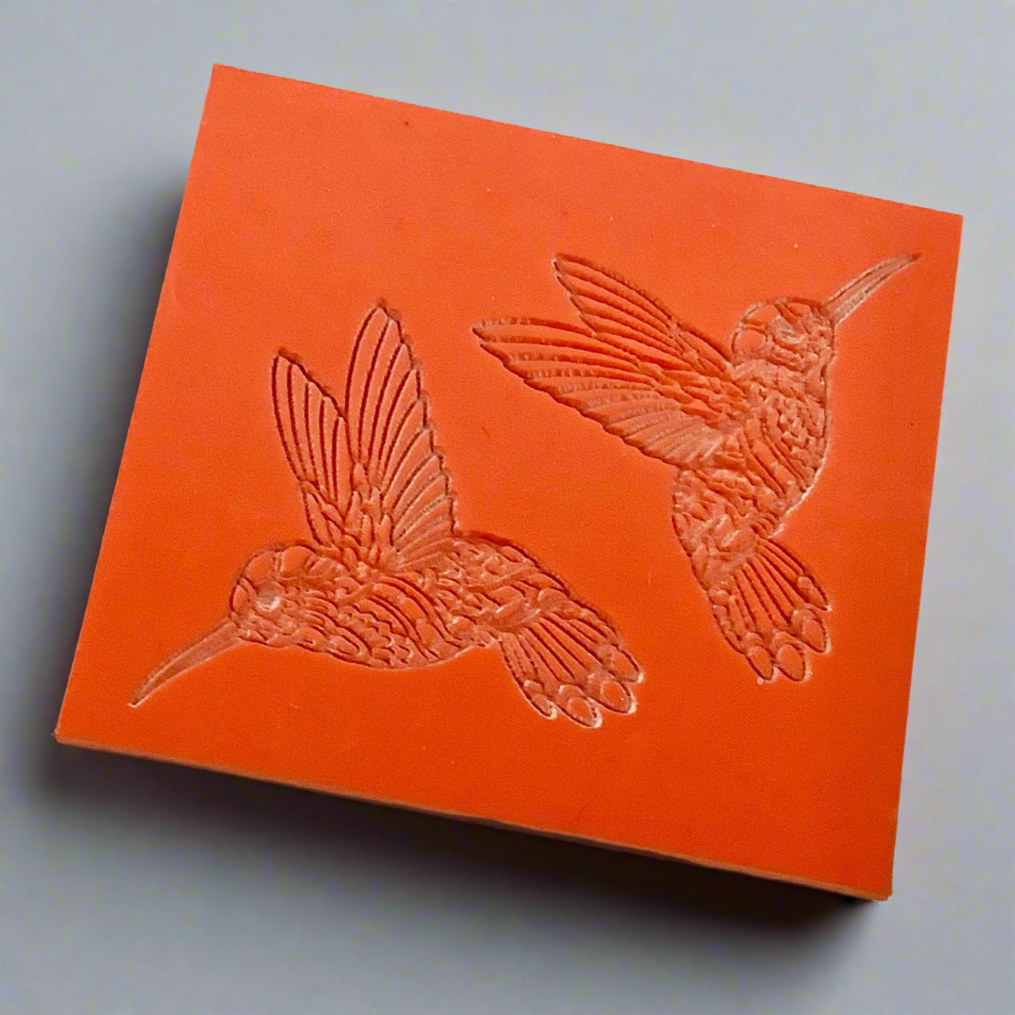 Rubber stamp hummingbird pair clay earrings